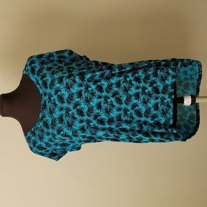 Michael Kors Medium Blue Top Abstract Palm Print